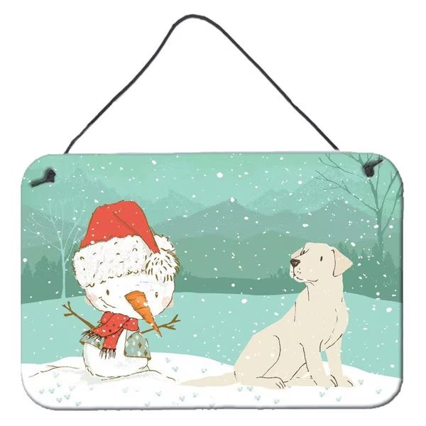 Yellow Labrador Snowman Christmas Wall or Door Hanging Prints, Carolines Treasures, Mfr#: CK2049DS812
